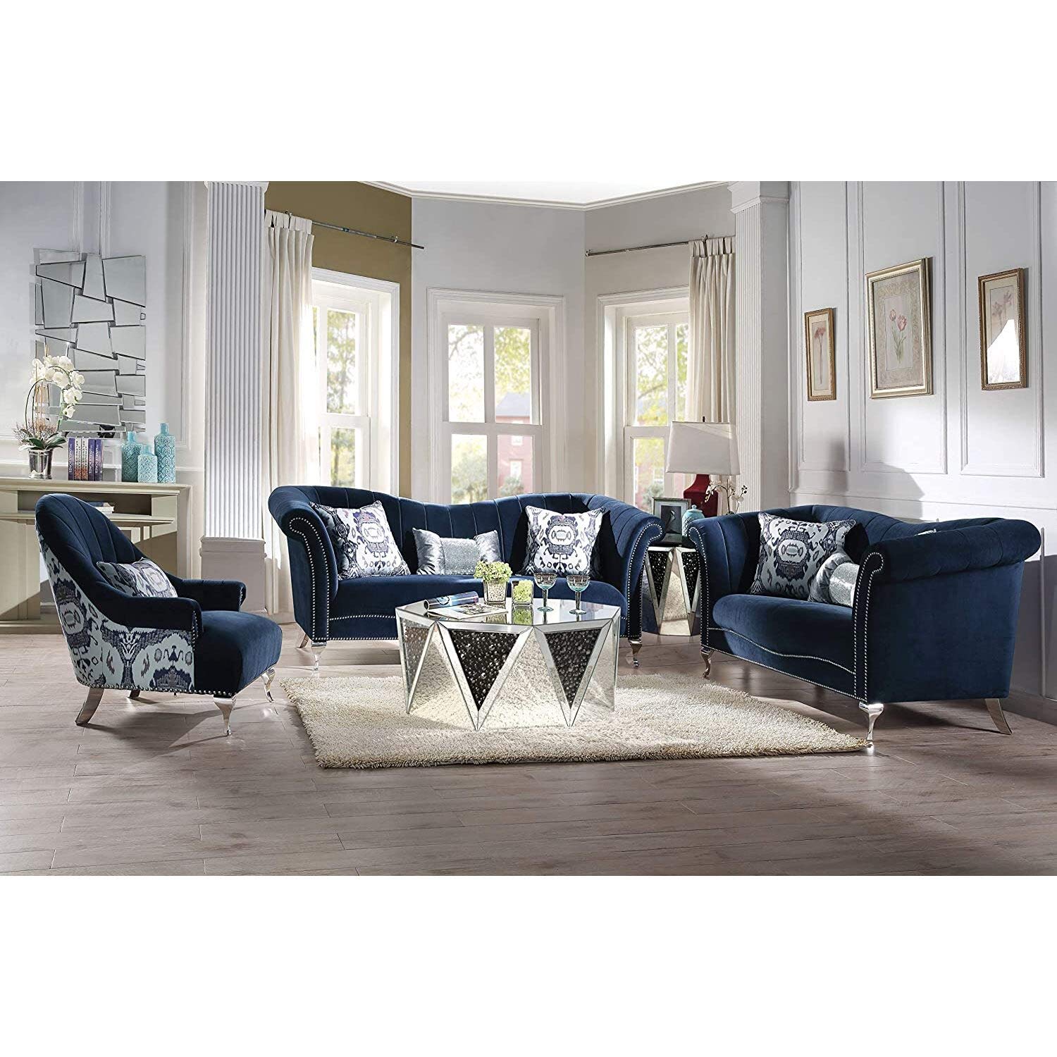 Acme Jaborosa Velvet Sofa in Blue
