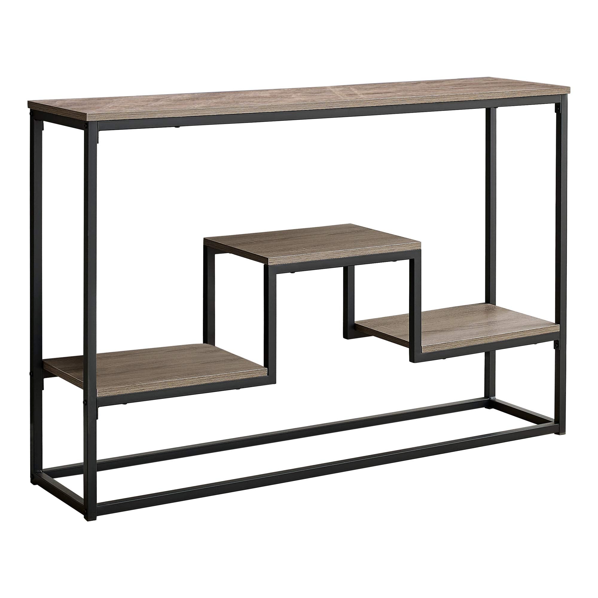 Monarch Specialties 3581 Accent Table, Console, Entryway, Narrow, Sofa, Living Room, Bedroom, Metal, Laminate, Brown, Black, Contemporary, Modern Table-48 Hall, 48&quot; L X 12&quot; W X 31.75&quot; H, Dark Taupe