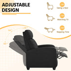 Yaheetech Fabric Recliner Chair Sofa Ergonomic Adjustable Single Sofa With Thicker Seat Cushion Modern Home Theater Seating For Living Room Matte Black