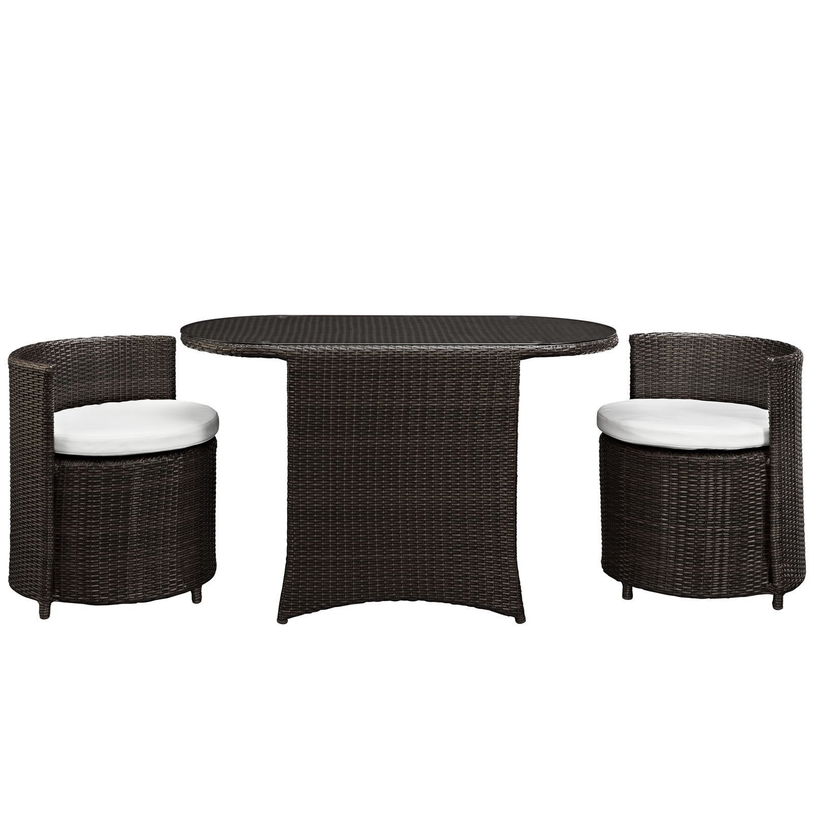 Modway Furniture Lexmod Katonti 3-Piece Outdoor Wicker Patio Set With 2 Chairs And 2 Tables
