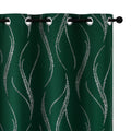 Yakamok Blackout Curtains 90 Inch Length Living Room Thermal Insulated Silver Wave Line Dots Pattern Curtains Room Darkening Gro