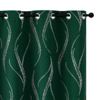 Yakamok Blackout Curtains 90 Inch Length Living Room Thermal Insulated Silver Wave Line Dots Pattern Curtains Room Darkening Gro