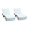 Arkwright Las Rayas Chaise Lounge Cover - (Pack Of 2) 100% Cotton Terry Towel Pool Chair Covers For Outdoor Beach Furniture, 30 X 85 In, Blue