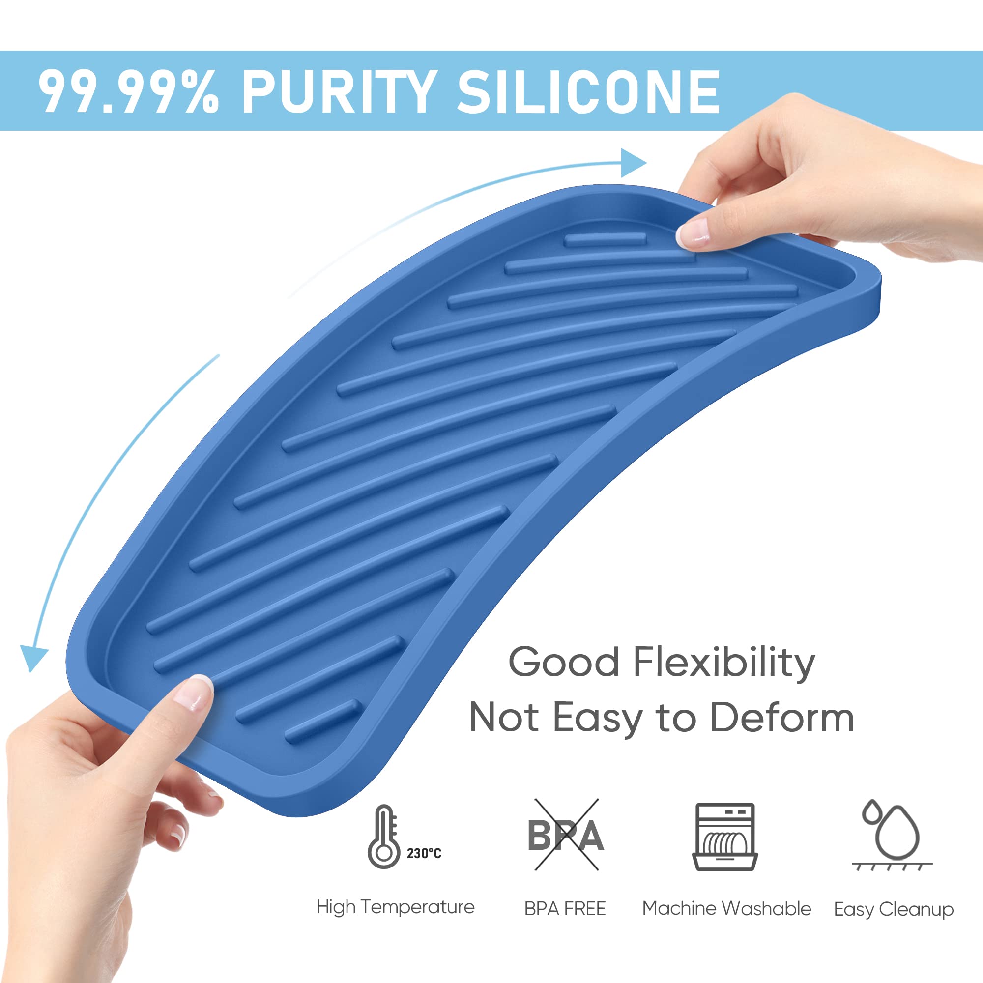 Eg-Sipro Silicone Sponge Holder,Large 10'' Kitchen Sink Organizer Tray Kitchen Soap Tray Soap Sponge Holder For Bathroom Counter