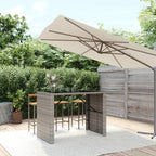 vidaXL Modern Patio Bar Table - Weather-Resistant Gray Poly Rattan with Glass Top - Perfect for Garden, Outdoors, Poolside, 57.1"x31.5"x43.3"