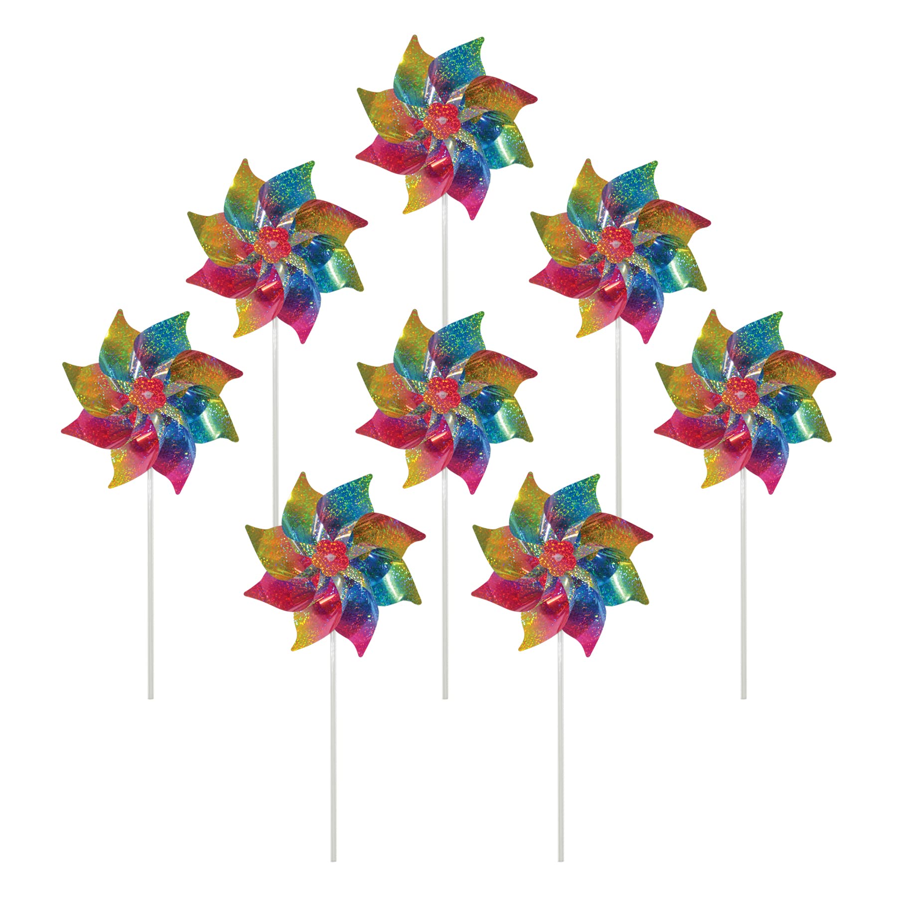 In The Breeze 2868 Sparkling Mylar Pinwheel Decorative Spinner-8 Piece Bag, Rainbow Whirl/8 Pc