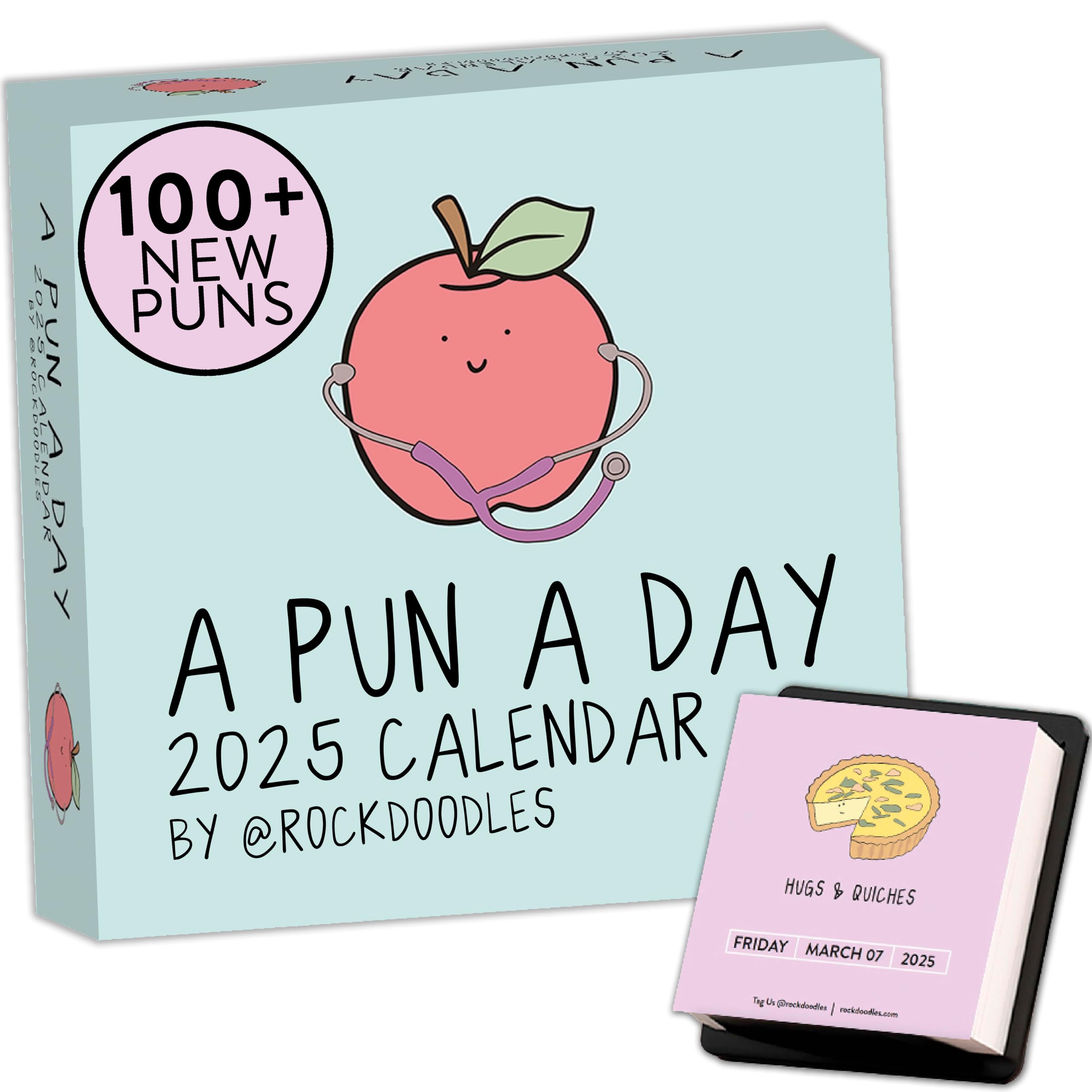 Rockdoodles 2025 Punny Daily Desk Calendar| Funny Calendar 2025 Day To Day For Home Or Office, Daily Calendar 2025 Page A Day, D