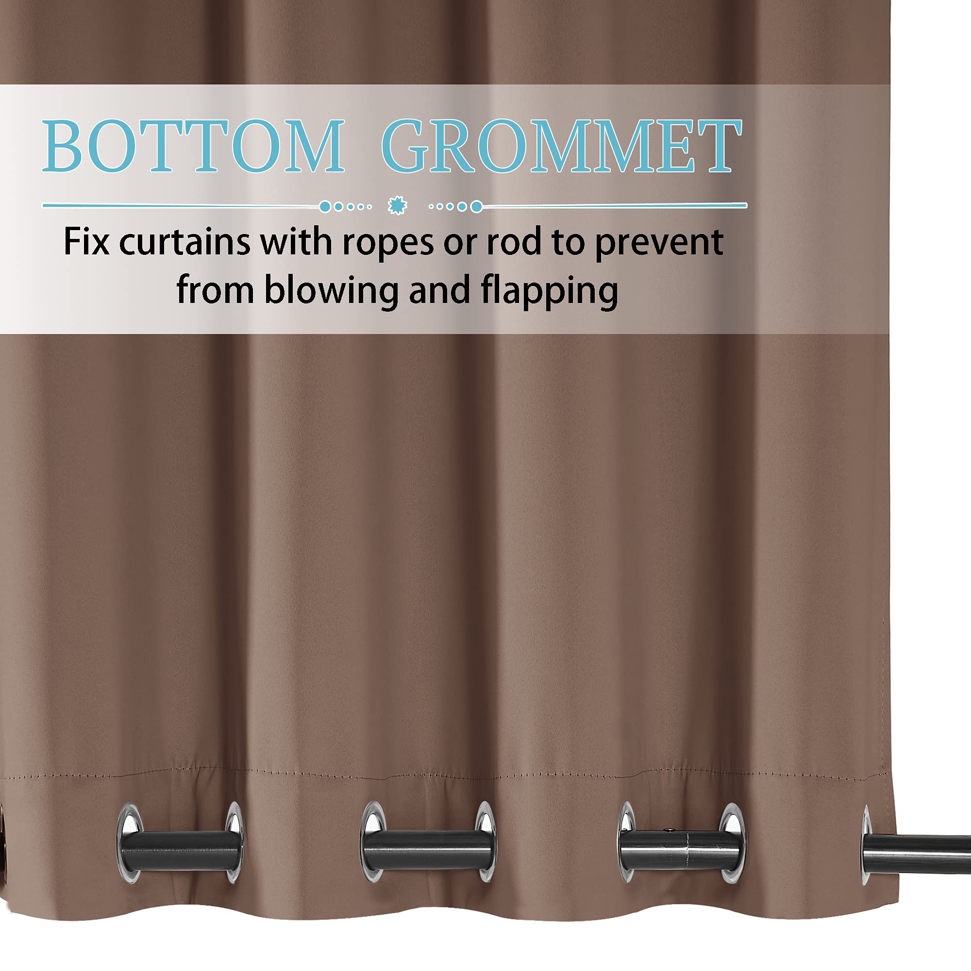 Ryb Home Windproof Outdoor Curtains - Waterproof Blackout Shade Thermal Insulated Drapes For Patio Screen Porch Gazebo Canopy Pe