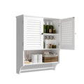 Choochoo Medicine Cabinet, Bathroom Wall Cabinet, 2 Doors Over The Toilet Space Saver Storage Cabinet With Large Space, White
