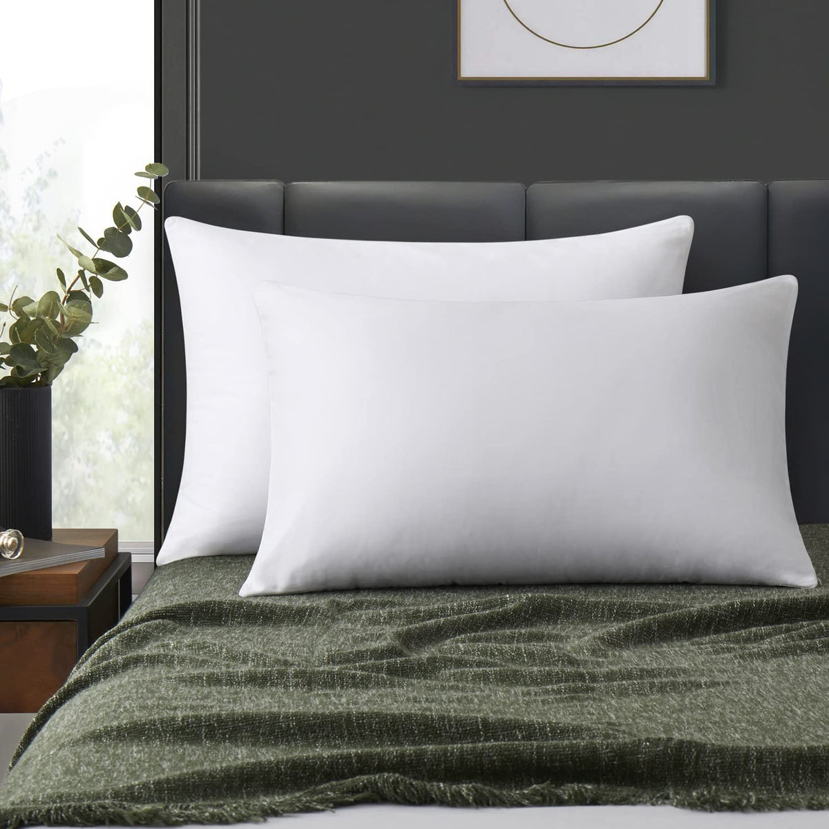 Losafefe 100% Cotton Zippered Pillow Cases King Size Set Of 4, Super Soft & Breathable Pillow Protectors With Zipper, White Pill