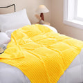Linecooo Bright Yellow Fleece Throw Blanket 50     60    For Couch Sofa Bed,Super Soft Cozy Plush Microfiber Flannel Blanket Wit