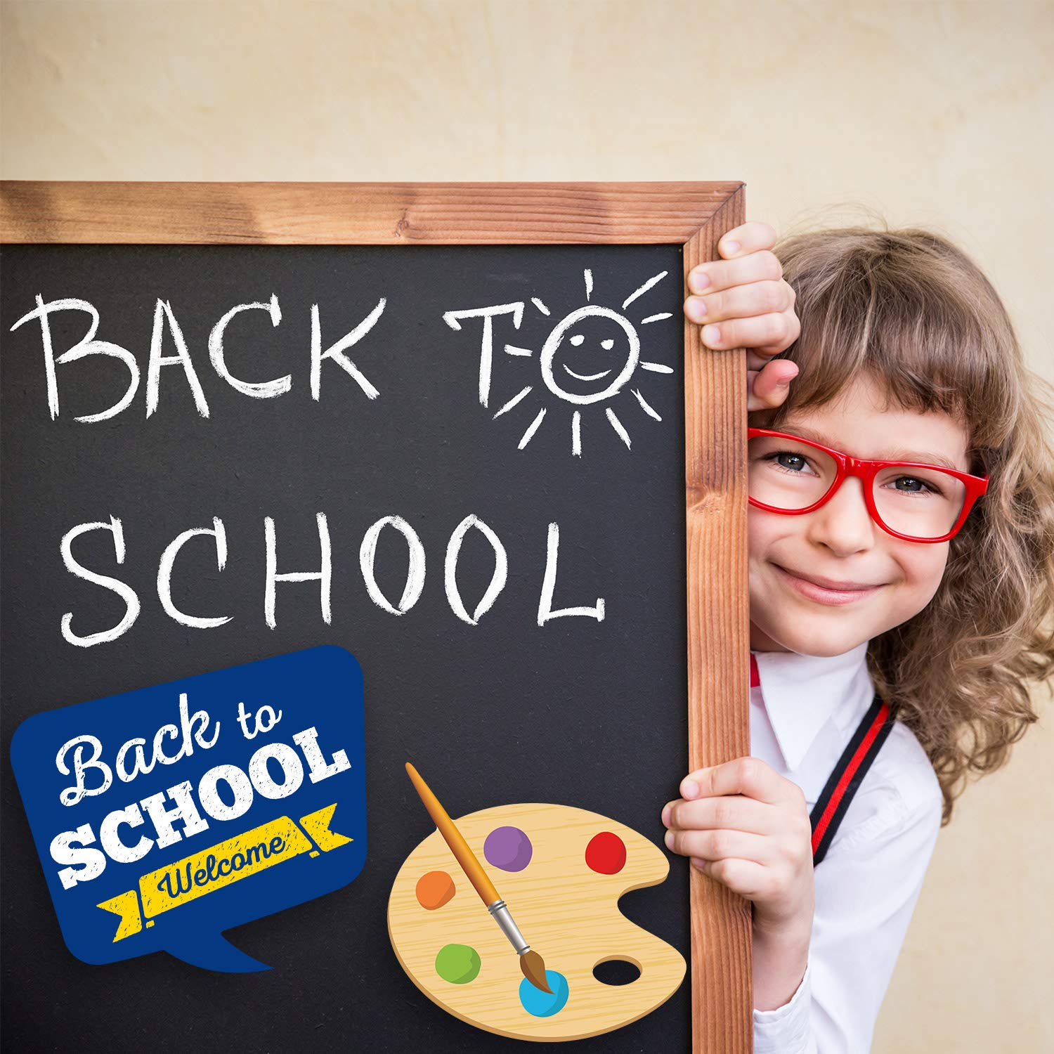 24 Sets Back To School Photo Booth Props Kit - First Day Of School Camera Props Kit Party Supplies For Kids And Adults