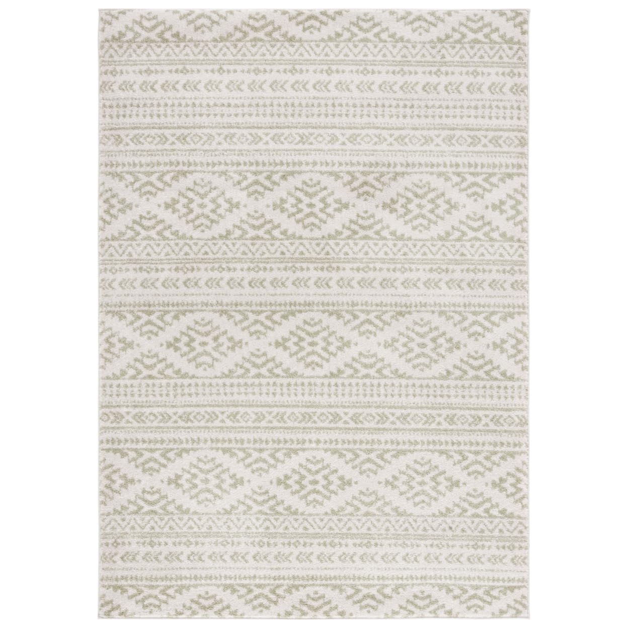 SAFAVIEH Tulum Collection Area Rug - 6 x 9, Ivory & Sage, Moroccan Boho Tribal Design, Non-Shedding & Easy Care, Ideal for Hig