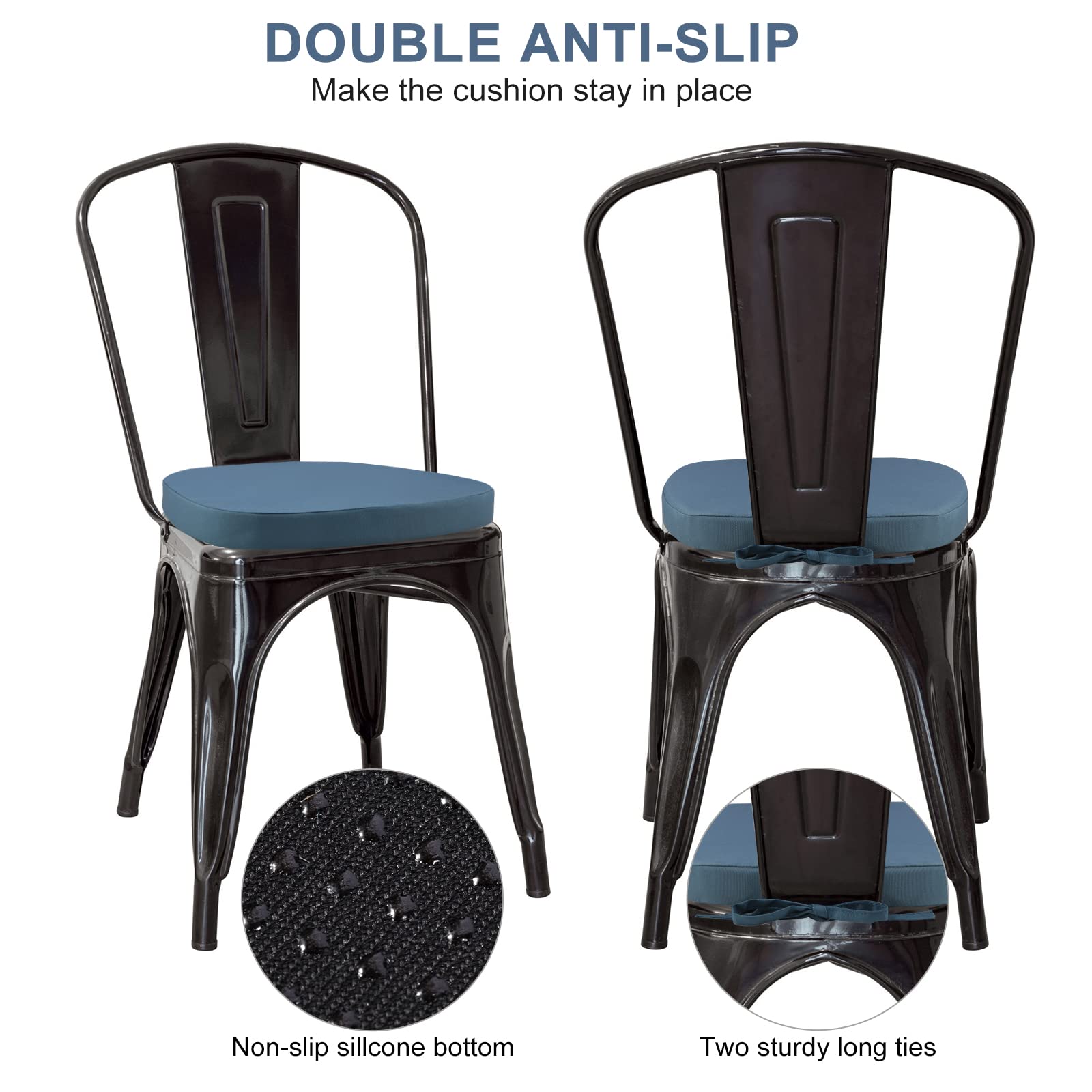 Gueglsa Outdoor Waterproof Seat Cushions 14X14 Inch, Non Slip Metal Chair Pad With Ties, U Shaped Metal Chair Cushion For Kitche