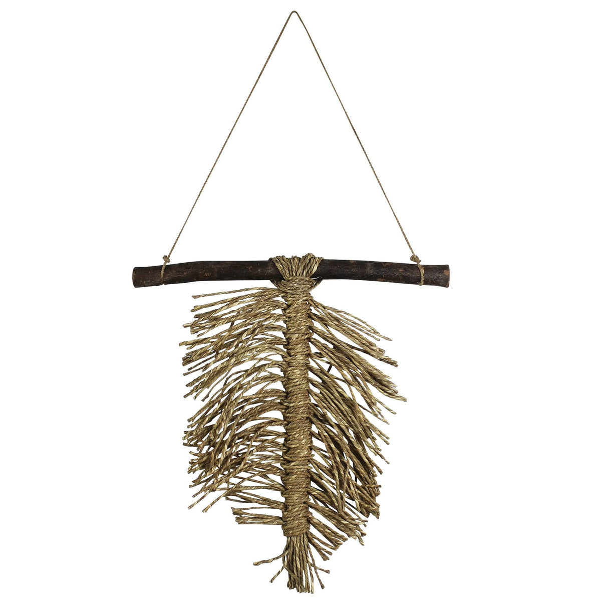 HomeRoots Seagrass and Acacia Leaf Wall Hanging