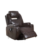 HomeRoots Boned Leather Match, Pine 34' X 37' X 41' Brown Bonded Leather Match Swivel Rocker Recliner with Massage
