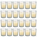 flamecan 24 Pack Clear Glass Filled Ivory Votive Candles. Unscented Votive Candles for Home D  cor Spa Weddings Birthdays Holida