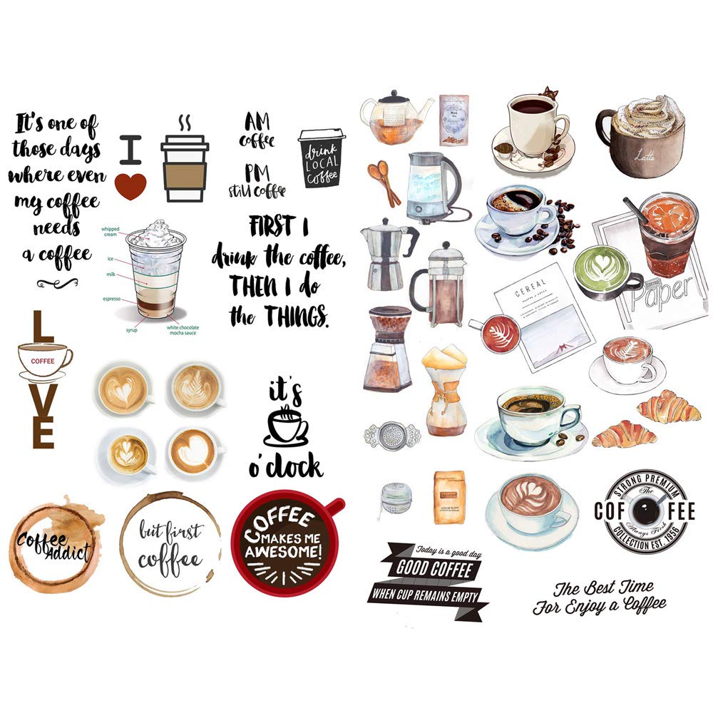Love Coffee Time Precut Anti-Uv Waterproof Decoration Notebook Planner Stickers Scrapbooking Diary Sticky Paper Flakes (Pk012)