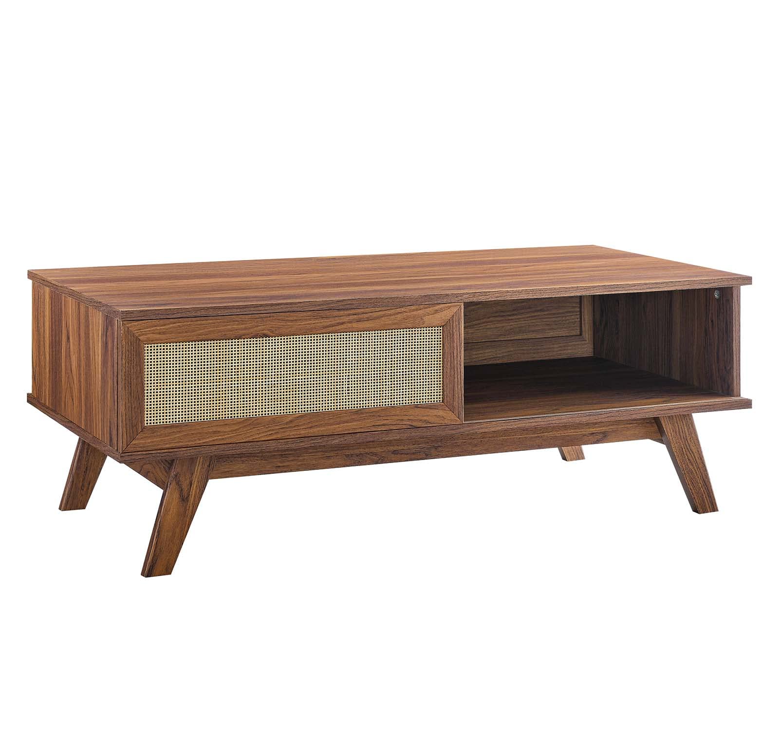 Modway Soma Modern Rattan, 43&Quot; Coffee Table, Walnut