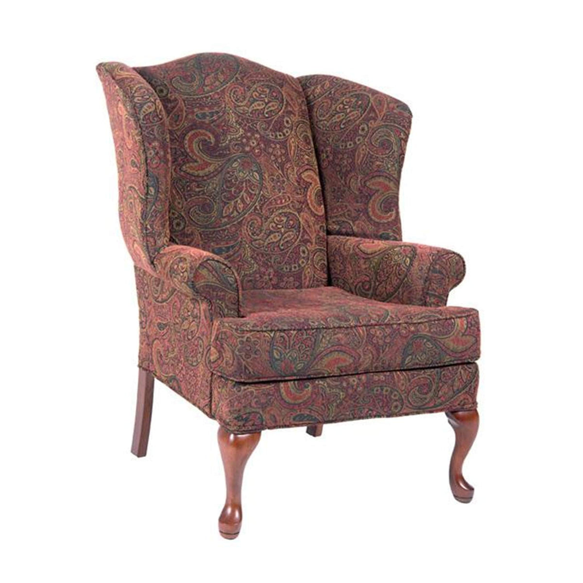 Comfort Pointe Paisley Cranberry Red Chenille Traditional Wing Back Accent Chair