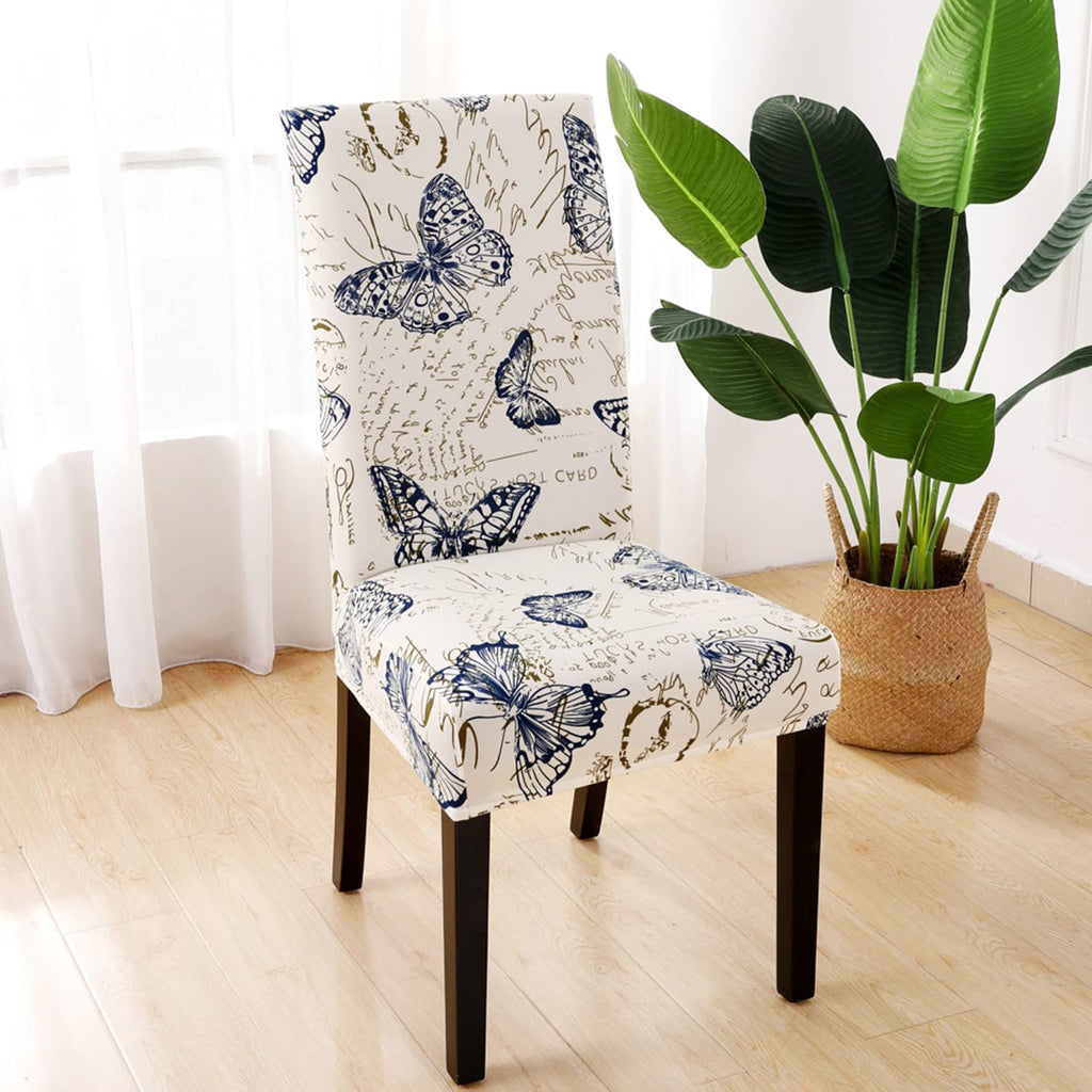 Hzdhclh Butterfly Chair Covers For Dining Room Set Of 4,Stretch Spandex Parsons Chair Slipcover 4 Pack, Washable Anti-Dust Chair