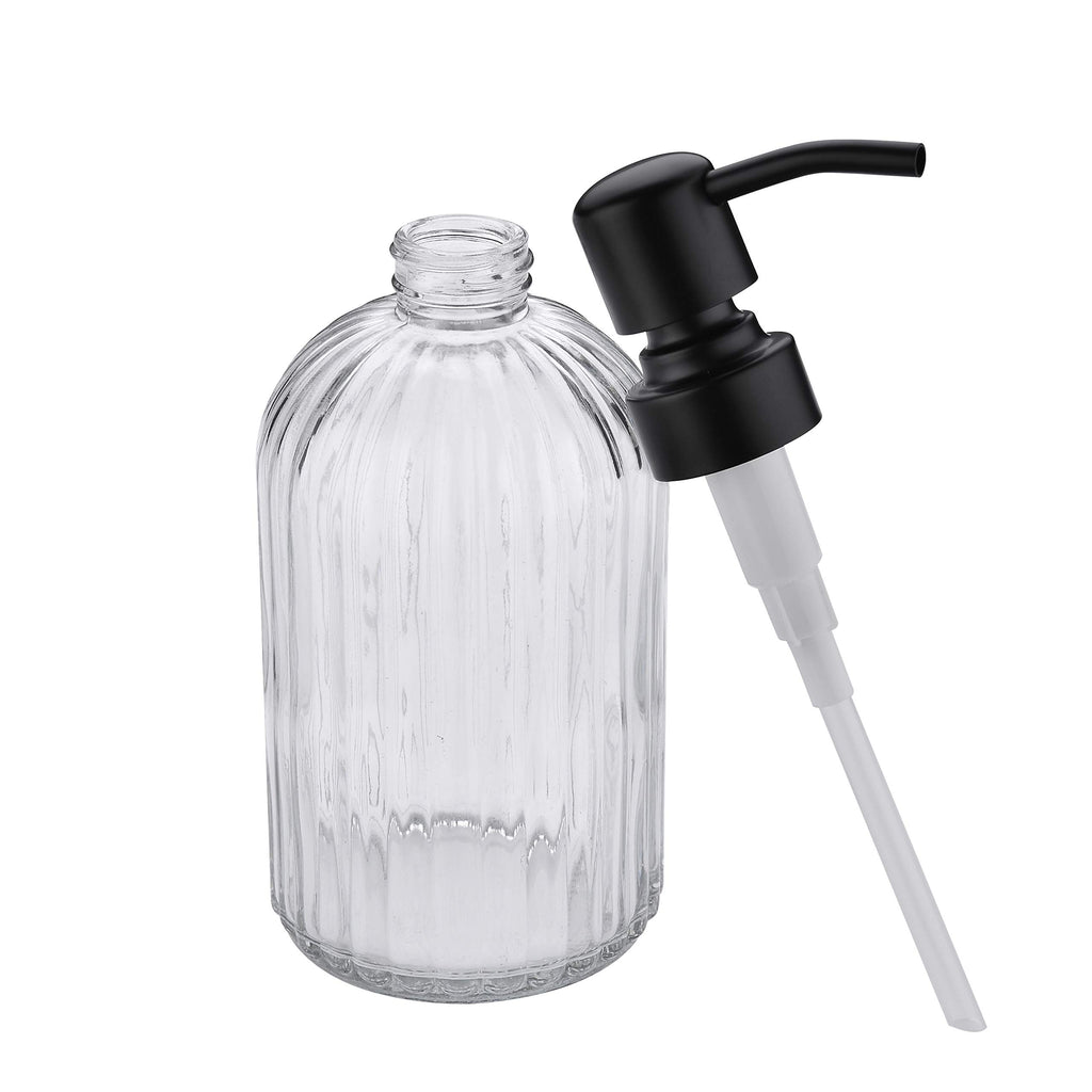 Leetcp Rose Gold Glass Soap Dispenser With Rust Proof Metal Pump,16Oz Vintage Soap Dispenser,Clear Glass Dish Soap Dispenser For