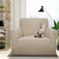 Znsayotx 1 Piece Jacquard Chair Slipcovers For Living Room High Stretch Chair Covers With Arms Anti Slip Pets Friendly Couch Sofa Armchair Cover Furniture Protector (Chair, Khaki)