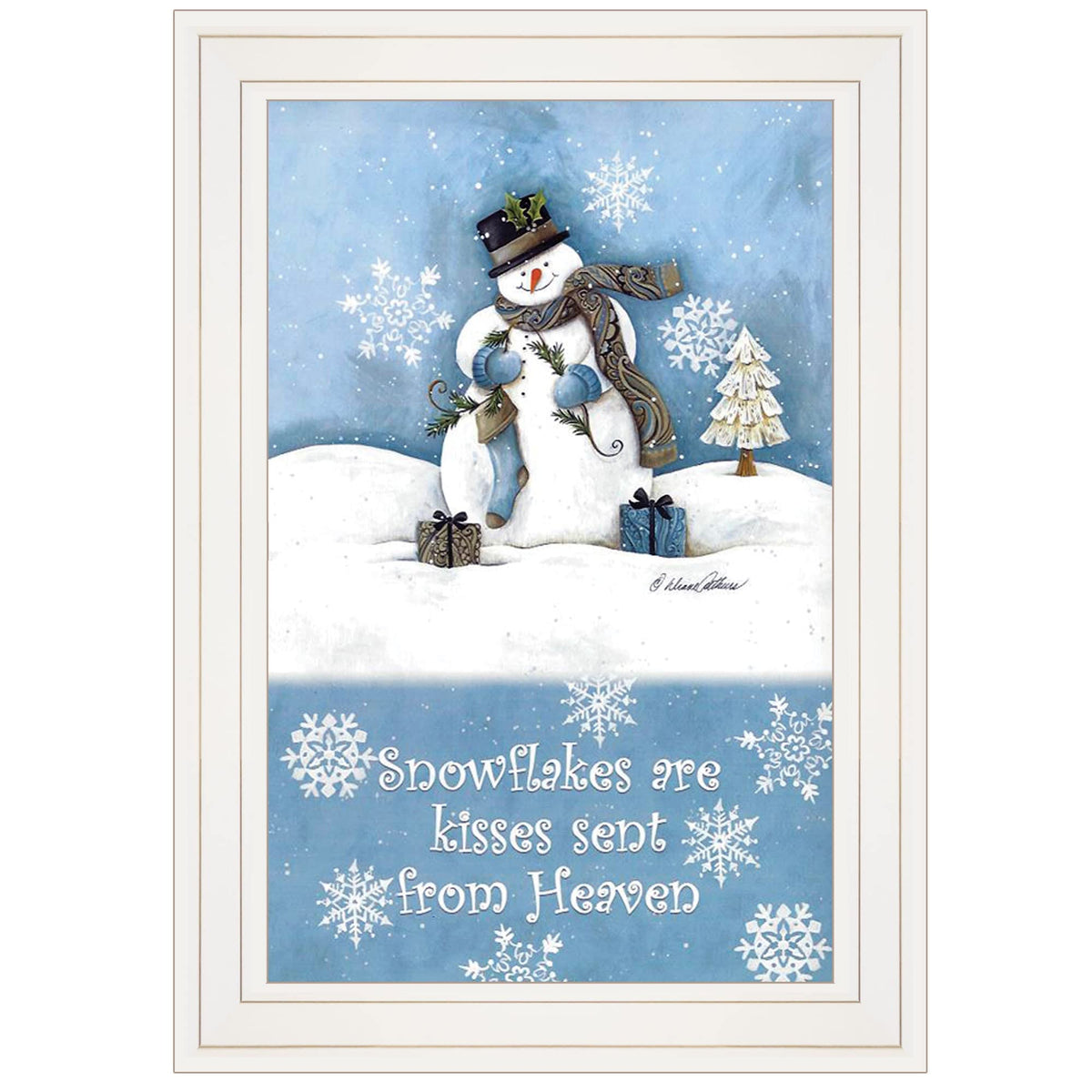 Trendy Snowman 1 White Framed Print Wall Art