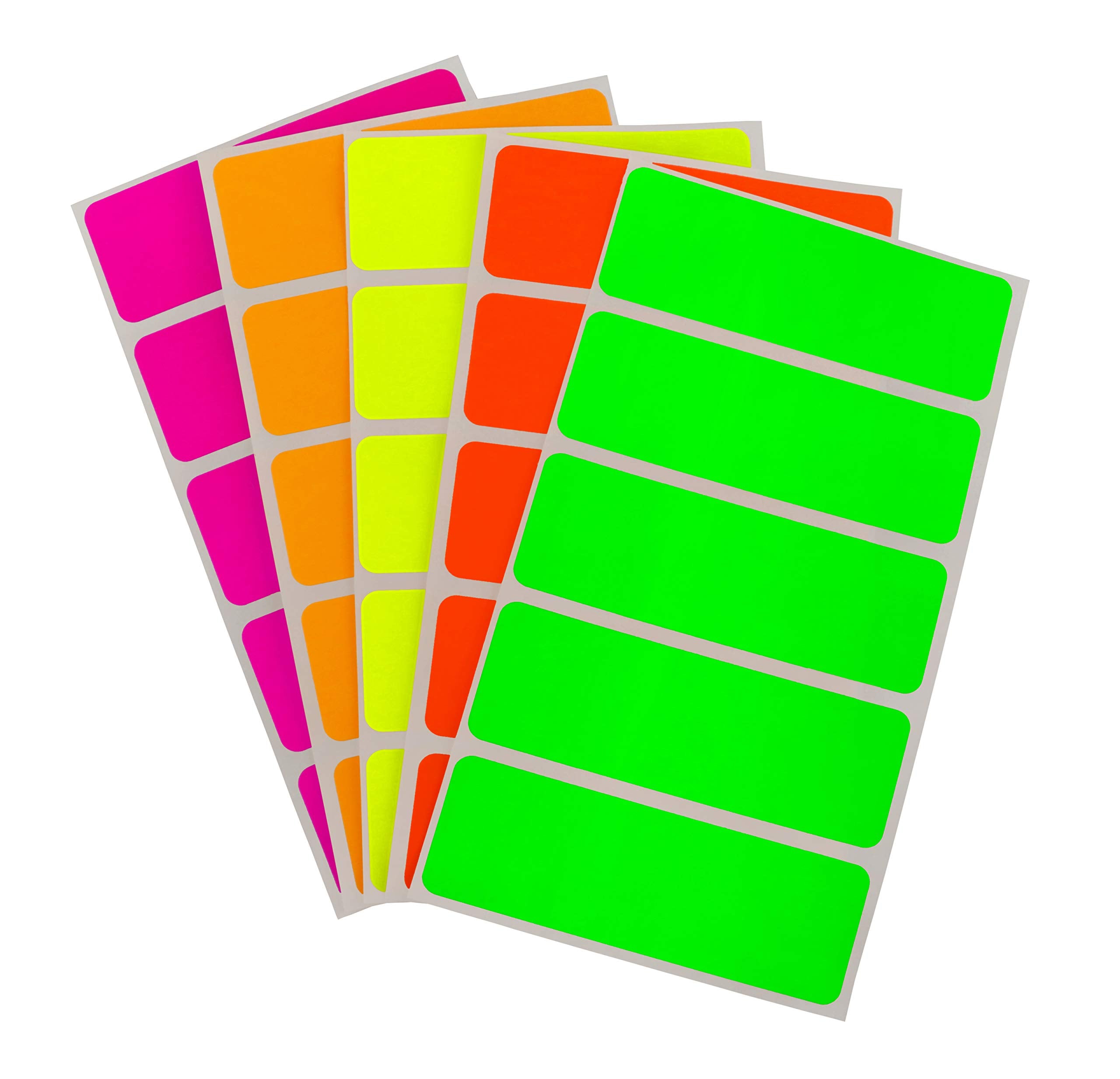 Chromalabel 1 X 3 Inch Permanent Color Code Rectangle Labels, 150 Stickers Per Pack, Assorted Fluorescent