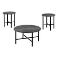 Monarch Specialties Coffee Set of 3 for Living Room Round Metal Legs Includes Cocktail 2 End Ocassional Table Set, Black
