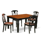 East West Furniture WEKE5-BCH-LC 5 Piece Kitchen Table & Chairs Set Includes a Rectangle Dining Room Table with Butterfly Leaf and 4 Faux Leather Upholstered Chairs, 42x60 Inch, Black & Cherry