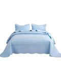 MarCielo 3-Piece 100% Cotton Oversized Bedspread Set Coverlet Set Lightweight Quilt Set Embroidery Farmhouse Bedding Set T0 (Lig