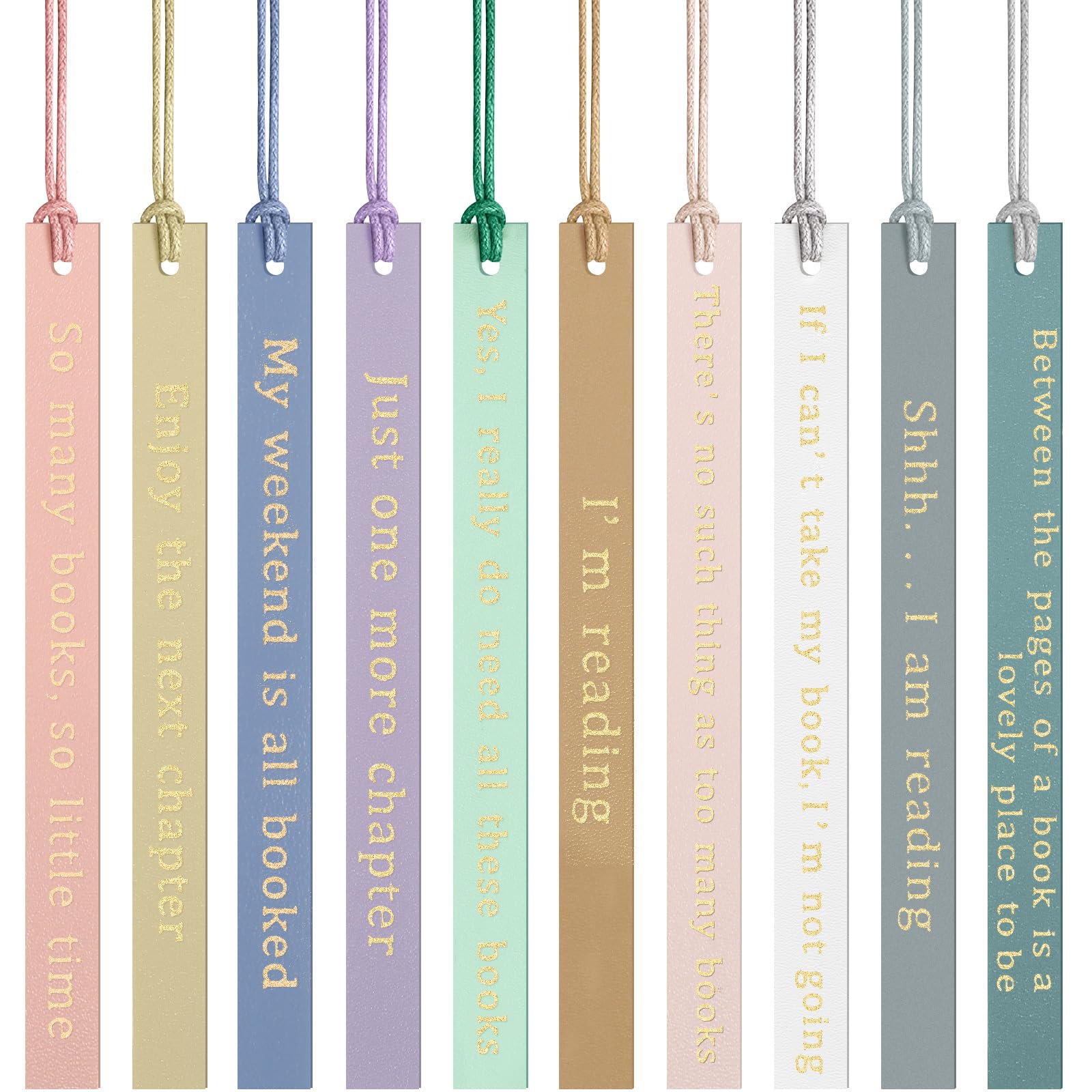 Skyygemm 10 Pcs Leather Bookmarks for Book Lover Gifts for Women Pastel Leather Bookmarks Coworker Teens Book Club Gifts for Tea