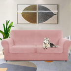Znsayotx Oversized Velvet 3 Piece Couch Cover With 2 Extra Large Seat Cushion Covers Stretch Sofa Cover For 2 Cushion Couch Thick Soft Loveseat Sofa Slipcover (Rose),71'-91'(2 Cushions)