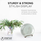 Tripar Square Metal Wire Stand, Mahogany Finish (3-Inch Depth) Tabletop Easel Sleek & Modern Look - Perfect For Books, Plates, P
