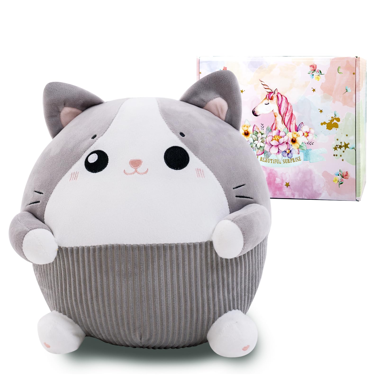 Gadxv Cat Plush Pillow 13.3 Inch, Cute Cat Stuffed Animal, Cute Stuffed Cat Plushie,Soft Cat Plush Pillow For Room Decor, Gifts