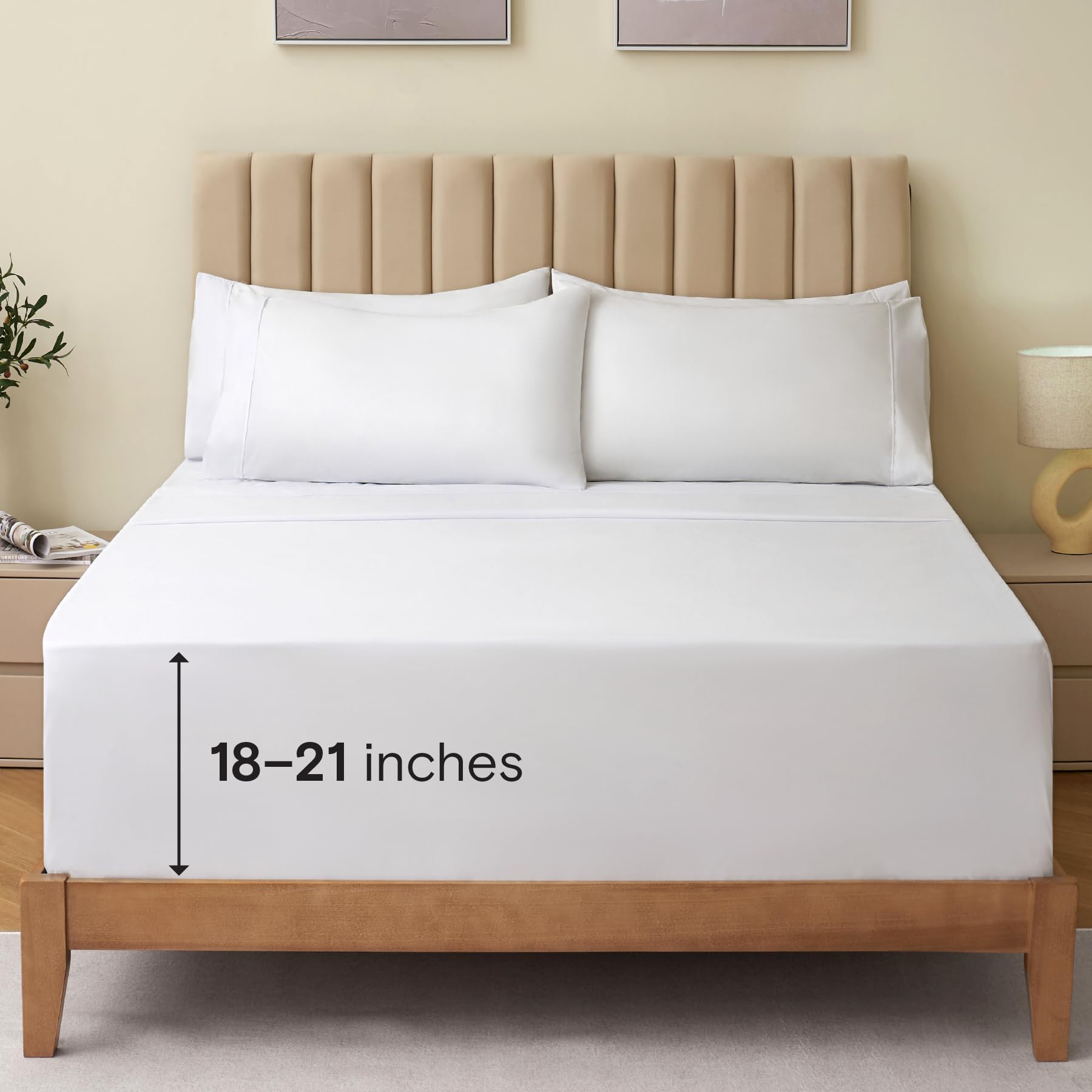 Luxclub 6 Pc King Size Sheet Set Bed Sheets Deep Pockets 18' Wrinkle Free Cooling Bed Sheets Machine Washable Hotel Bedding Sil