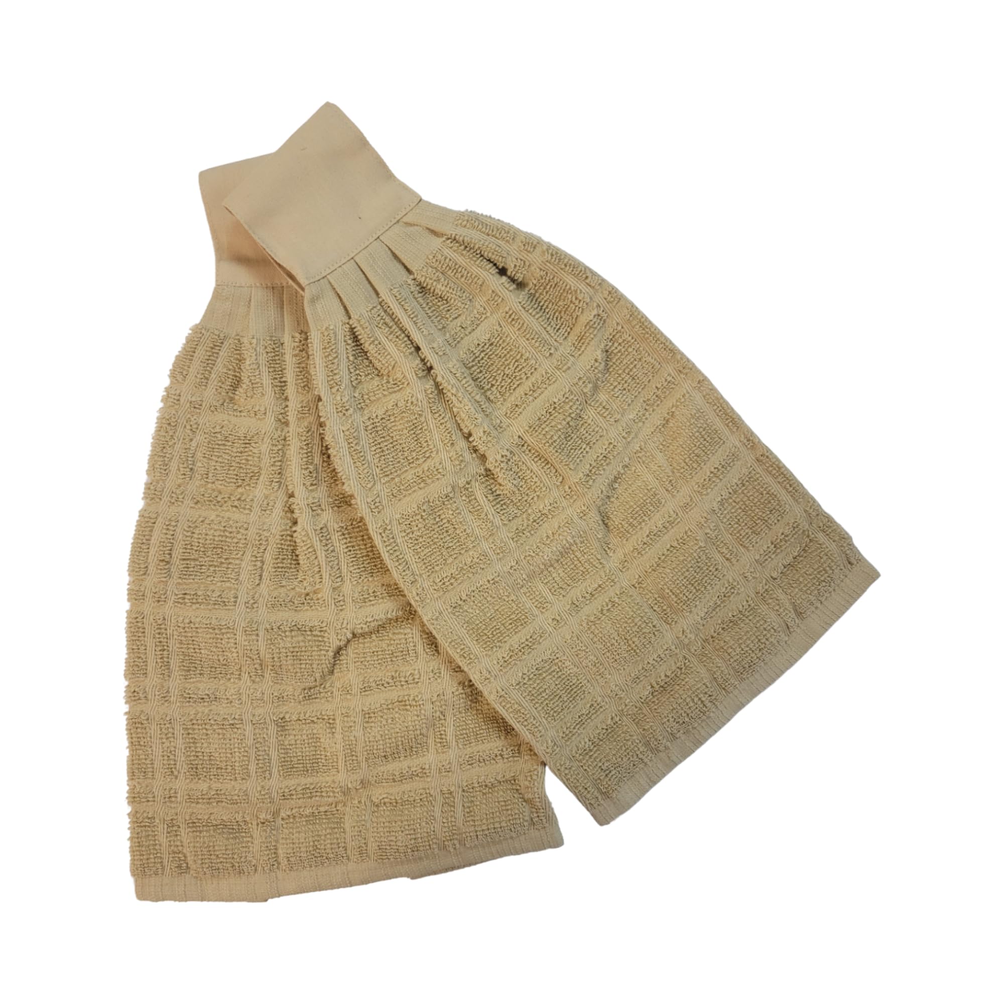 Zenvy Tie Latch Towels Set Of 2 | Hanging Hand Towels Set With Hook & Loop Closure (Tan)