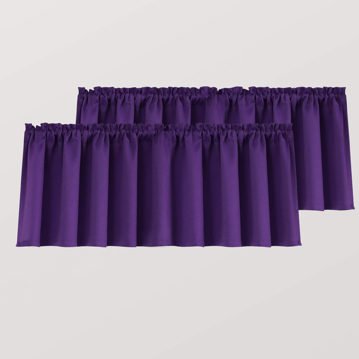 Mrs.Naturall Royal Purple Valances for Windows 2 Pack 18 Inch Length Pole Pocket Light Blocking Blackout Window Valance for Livi
