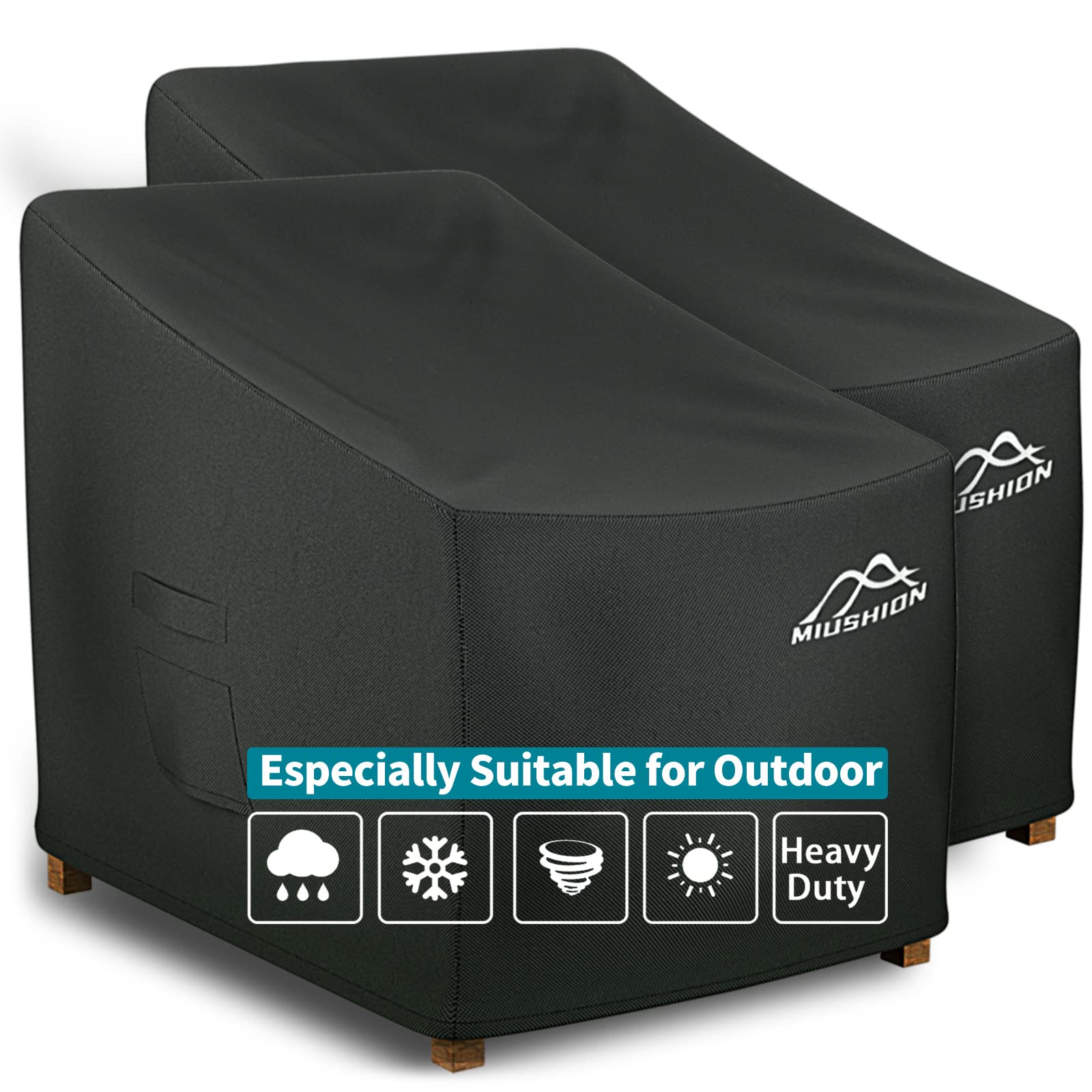 Miushion 2 Pack Patio Chair Covers, 40'' W X 40'' D X 36'' H Heavy Duty 600D Outdoor Deep Seat Lounge Club Chair Cover, Waterpro