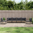 vidaXL 6 Piece Patio Lounge Set with Cushions - Anthracite Poly Rattan - Weather Resistant - Sturdy Steel Frame - Comfortable Outdoor Seating Solution with Modular Design