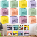 Marsui 12 Pcs Clear Cube Storage Bins Pink Collapsible Kids Storage Bins Fabric Classroom Organizer with Window for Kid Playroom