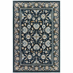HomeRoots 508385 10 x 13 ft. Navy Caramel & Ivory Oriental Power Loom Stain Resistant Rectangle Area Rug