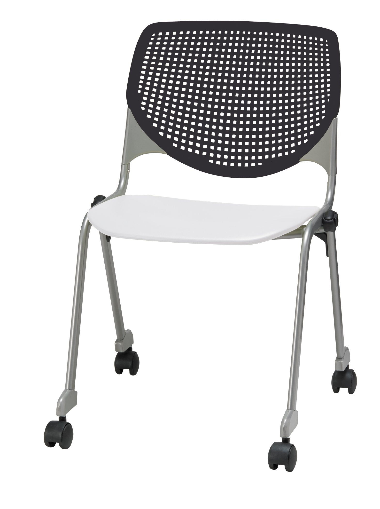KFI Stacking Chair - Black, White - 1 Each