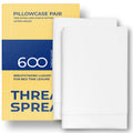Thread Spread 100% Egyptian Cotton Pillow Cases King - 600 Thread Count White King Pillow Cases Set Of 2, Soft Cooling & Breatha