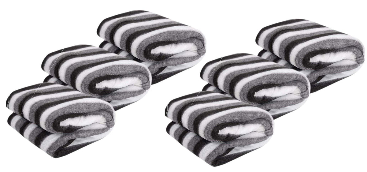 Goyals  Black and White Stripe Single Bed AC Fleece Blanket  Pack of 6