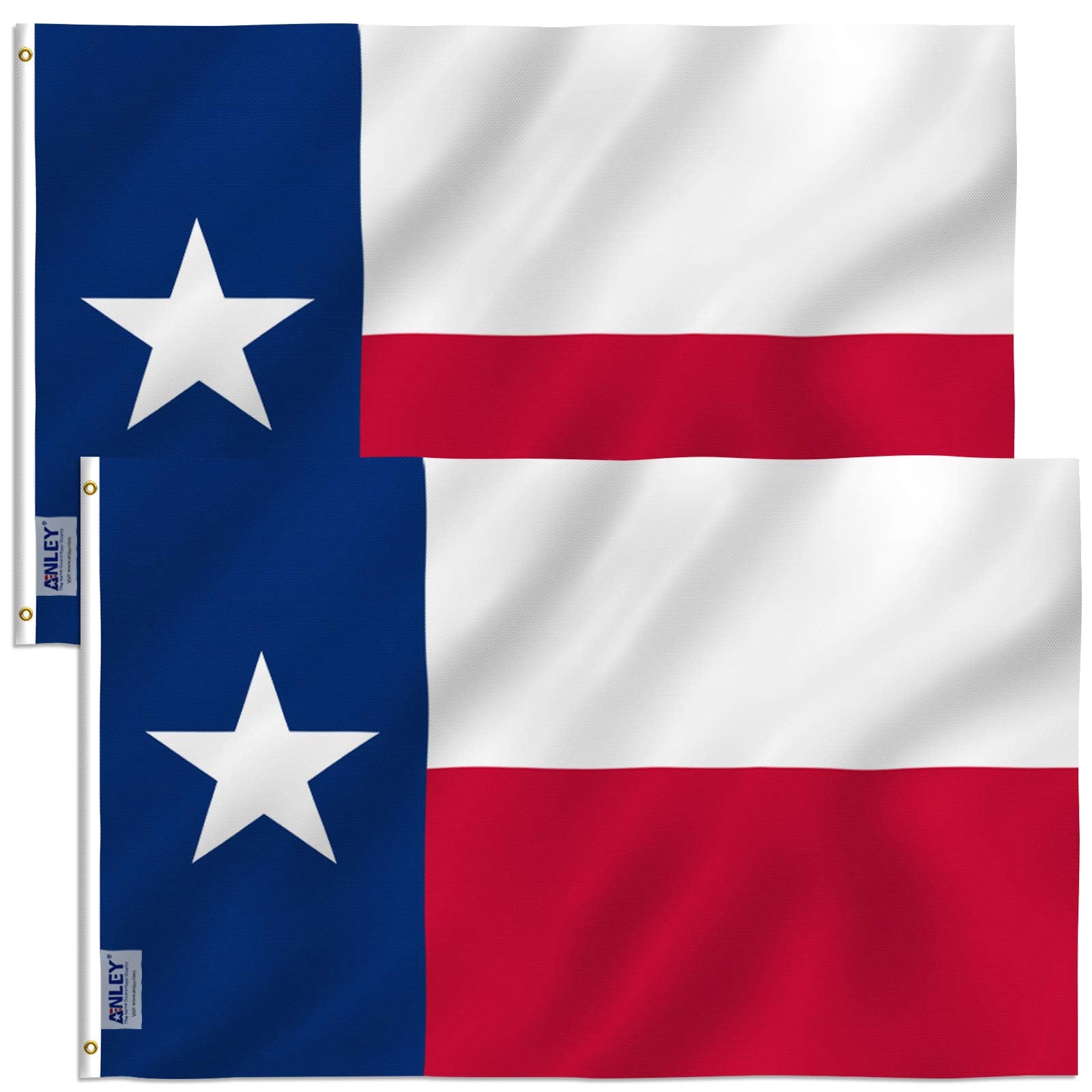 Anley Pack Of 2 Fly Breeze 3X5 Foot Texas State Flag - Vivid Color And Fade Proof - Canvas Header And Double Stitched - Texas St