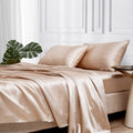Mr&Hm Satin Bed Sheets, Twin Xl Size Sheets Set, 3 Pcs Silky Bedding Set With 15 Inches Deep Pocket For Mattress(Twin Xl, Champa