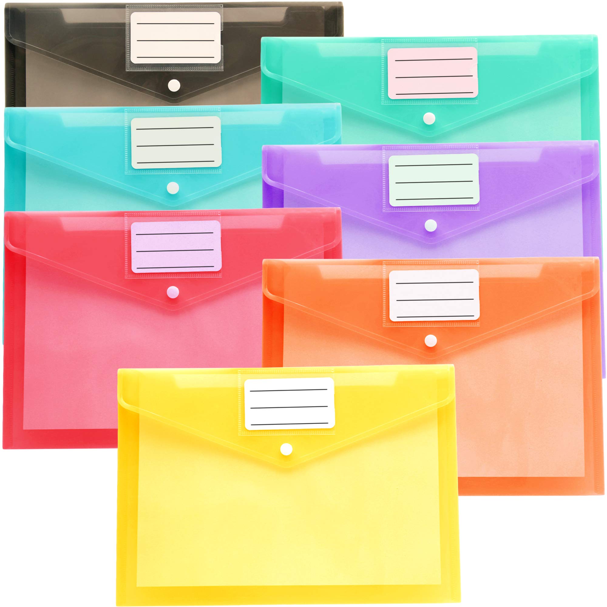 Youngever 21 Pack Plastic Envelopes Poly Envelopes, Clear Document Folders, Us Letter A4 Size File Envelopes With Label Pocket S