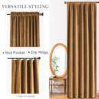 Lazzzy Velvet Curtains 84 Inch Length Glod Brown Thermal Insulated Curtains Drapes For Bedroom Living Room Darkening Rod Pocket 2 Panels, W62 X L84